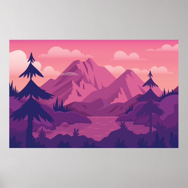 Purple Nature Landscape Poster (Front)