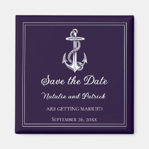 Purple Nautical Anchor Save the Date Magnet