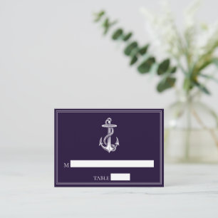 Purple Nautical Anchor Wedding Place Cards