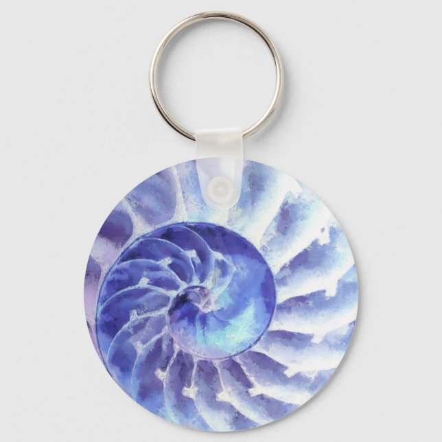 Purple Nautilus Art Key Ring (Front)
