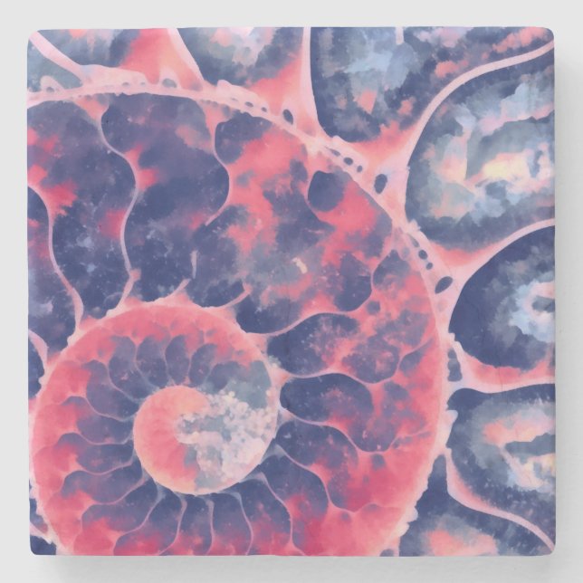 Purple Nautilus Stone Coaster (Front)