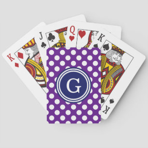Purple Navy Blue White Polka Dots 1IR Playing Cards