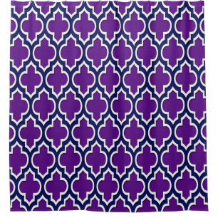 Purple Navy Blue White XL Moroccan #4DS Shower Curtain
