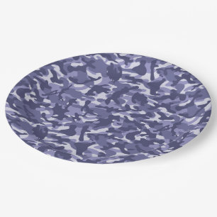 Purple Navy Camouflage Paper Plate
