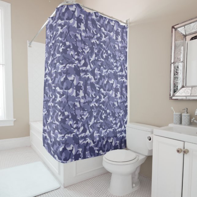 Purple Navy Camouflage  Shower Curtain (In Situ)