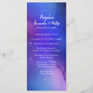 Purple Nebula Celestial Art Outer Space Wedding Programme