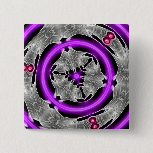 Purple Neon Graphic Art Button (Front)