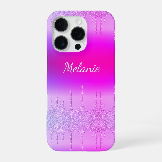 Purple Neon iPhone Case Personalised Your Name (Back)