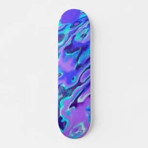 Purple Neon Marble Texture Abstract Liquid Paint Skateboard