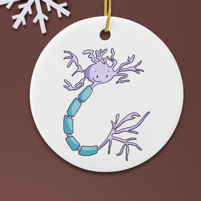 Purple Neuron Cell Biology Christmas  Ceramic Tree Decoration (Creator Uploaded)