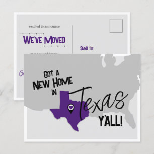 Purple New Home in Texas Y'all Moving Postcard