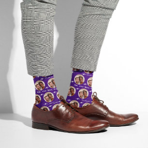 Purple Newlyweds Photo Pattern Wedding  Socks