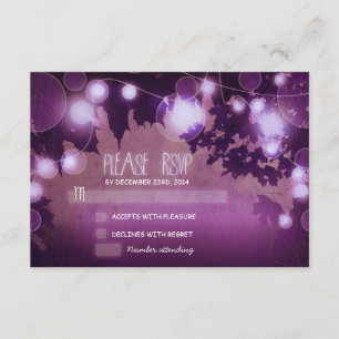 purple night lanterns wedding RSVP cards