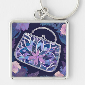 Purple Night Roses AI art  Key Ring