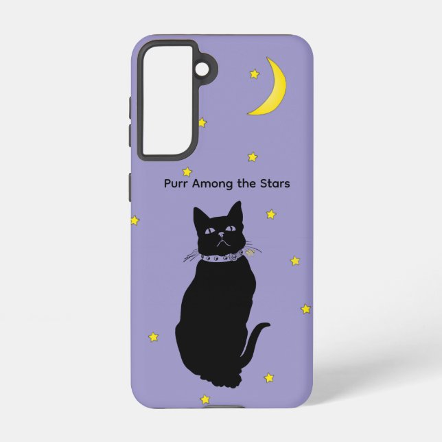 Purple Night Sky Cat Samsung Galaxy Phone Case     (Back)