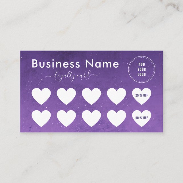 Purple Night Sky Cosmic Galaxy Social Media Logo Loyalty Card (Front)