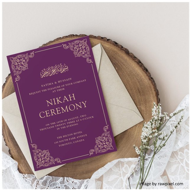 Purple Nikah Ceremony Islamic Muslim Wedding Invitation (Creator Uploaded)