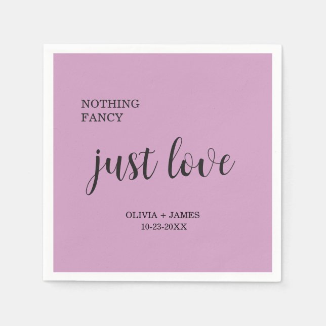 Purple Nothing Fancy Just Love Wedding   Napkin (Front)