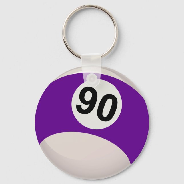 Purple Number 90 Billiards Ball Key Ring (Front)