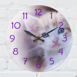 Purple Numbers Photo Wall Clock