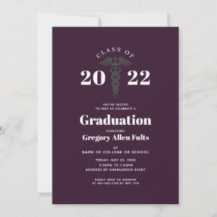 Purple Nurse Graduation 2022 Medical Caduceus Invitation