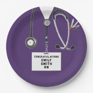 Purple Nurse Graduation Party Paper Plate