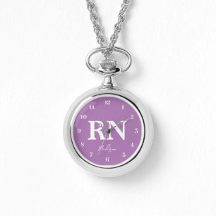 Purple Nurse RN Personalised Silver Watch