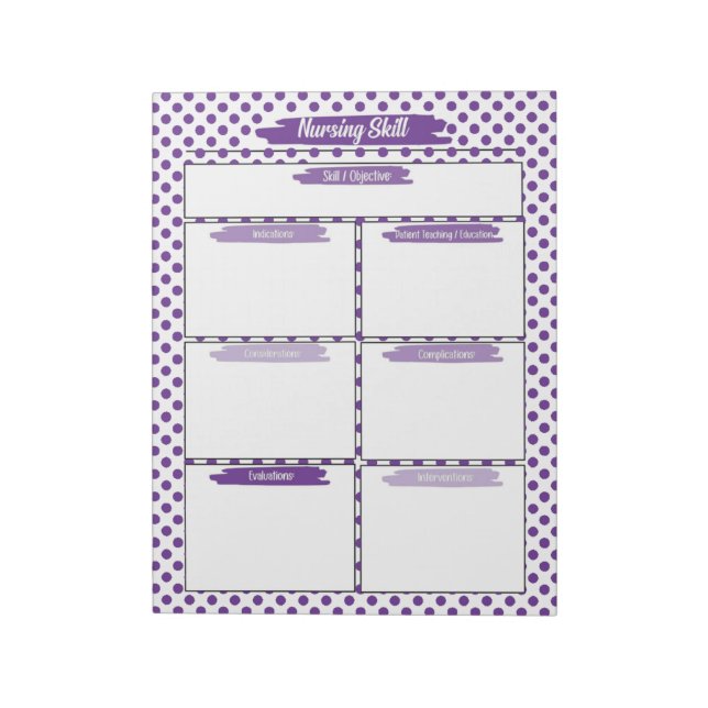 Purple Nursing Student Skills Template Notepad (Rotated)