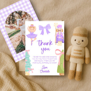 Purple Nutcracker Birthday Photo Thank You Card