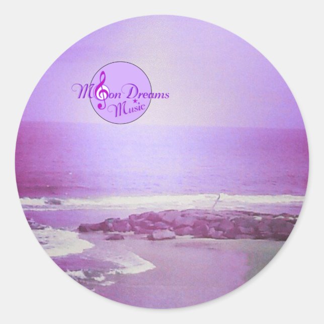 Purple Ocean and Sky Classic Round Stickers (Front)