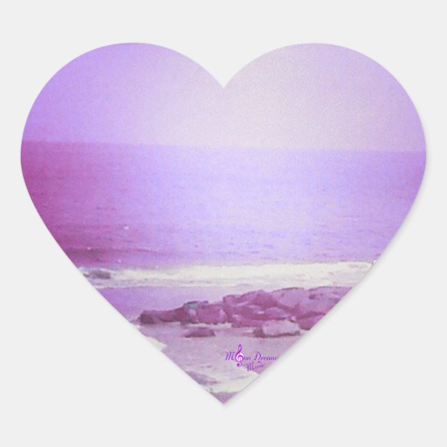 Purple Ocean and Sky Heart Stickers (Front)