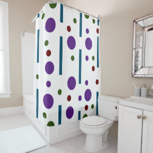 Purple Ocean Blue and Forest green :Dots and lines Shower Curtain