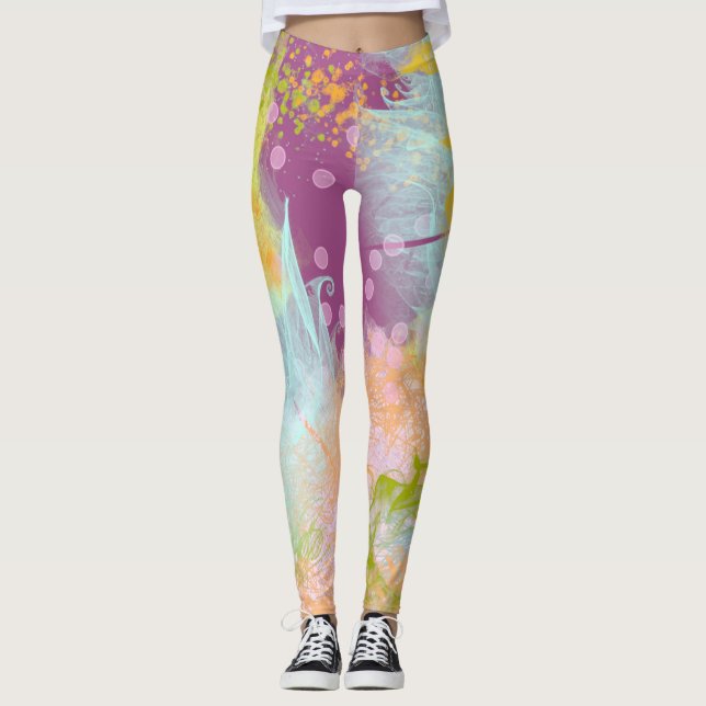 Purple ocean coral reef leggings (Front)