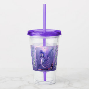 Purple ocean mermaid acrylic tumbler