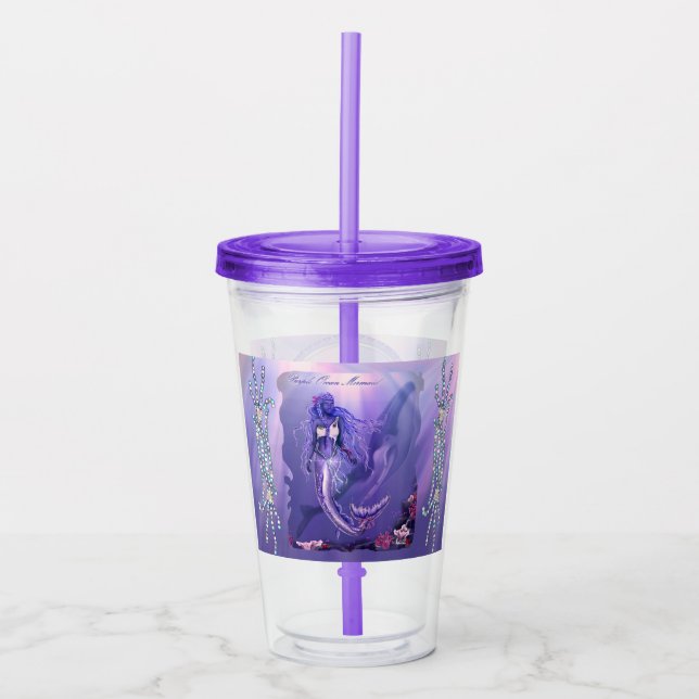 Purple ocean mermaid acrylic tumbler (Front)