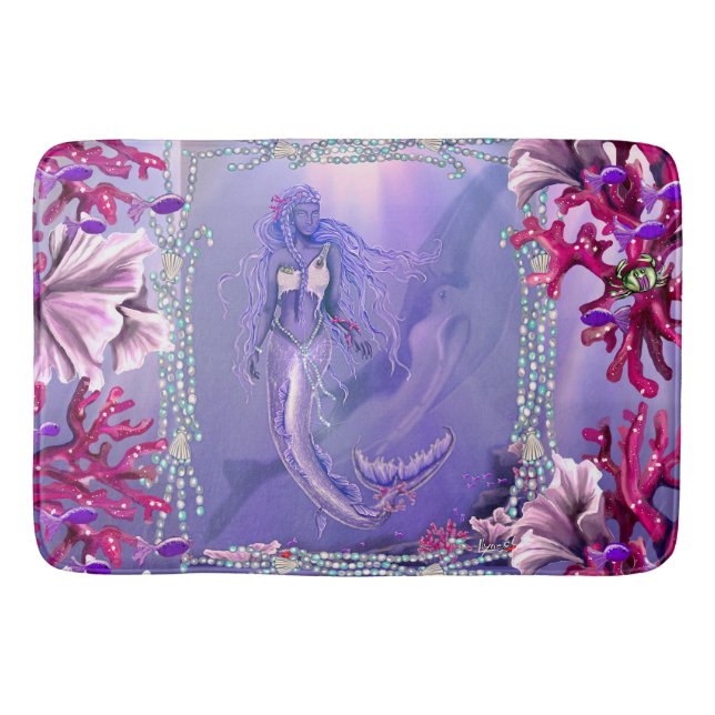 Purple Ocean Mermaid  Bath Mat (Front)