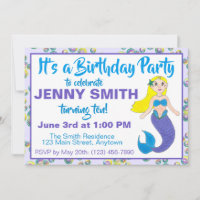 Purple Ocean Mermaid Bubbles Birthday Pool Party