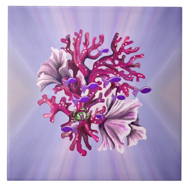 Purple ocean mermaid ceramic tile (Front)