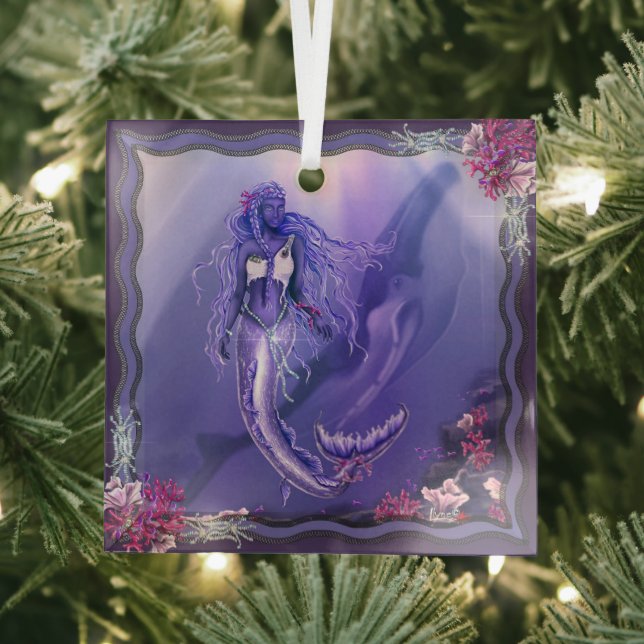 Purple ocean mermaid glass tree decoration (Insitu)