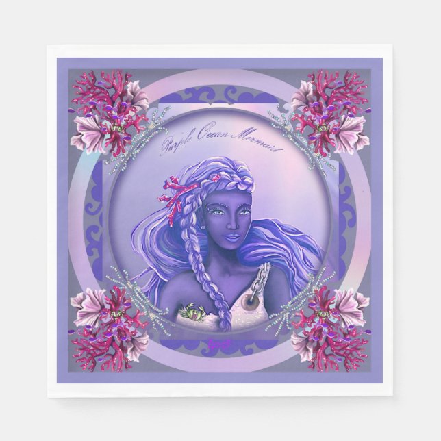 Purple Ocean Mermaid Napkins (Front)