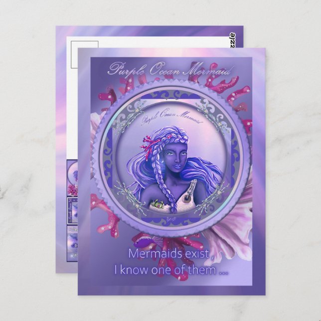 Purple Ocean Mermaid Postcard (Front/Back)