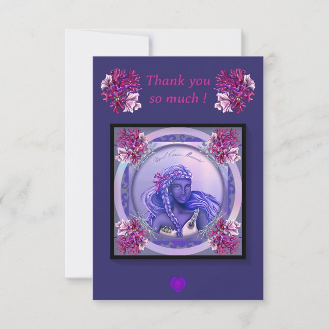 Purple Ocean Mermaid Thank You Card (Front)