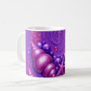 Purple Ocean Spiral Seashell Fantasy Art Mystica Coffee Mug