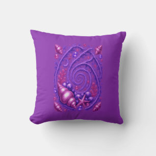 Purple Ocean Spiral Seashell Fantasy Art   Mystica Cushion