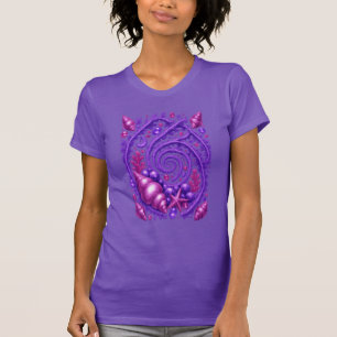 Purple Ocean Spiral Seashell Fantasy Art Mystica T-Shirt