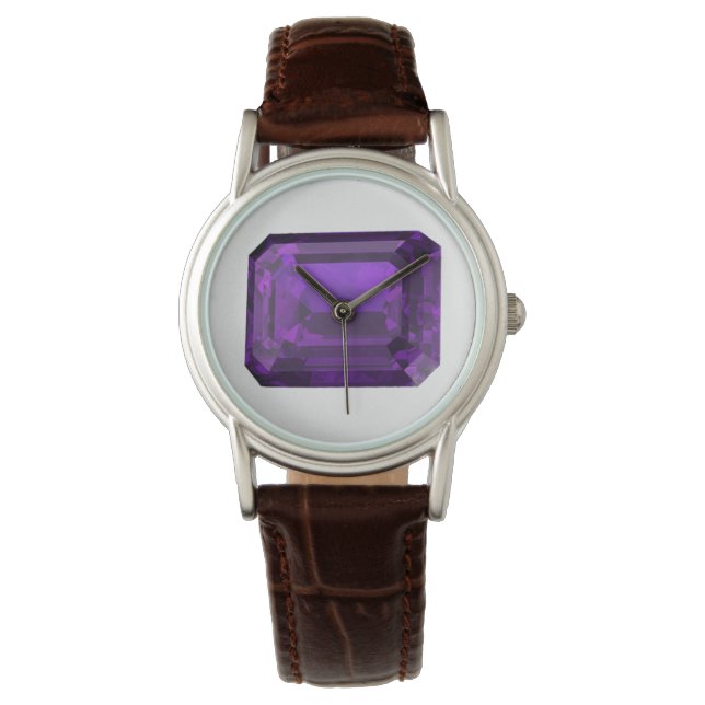 Purple Octagon Amethyst Wrist Watch (Front)