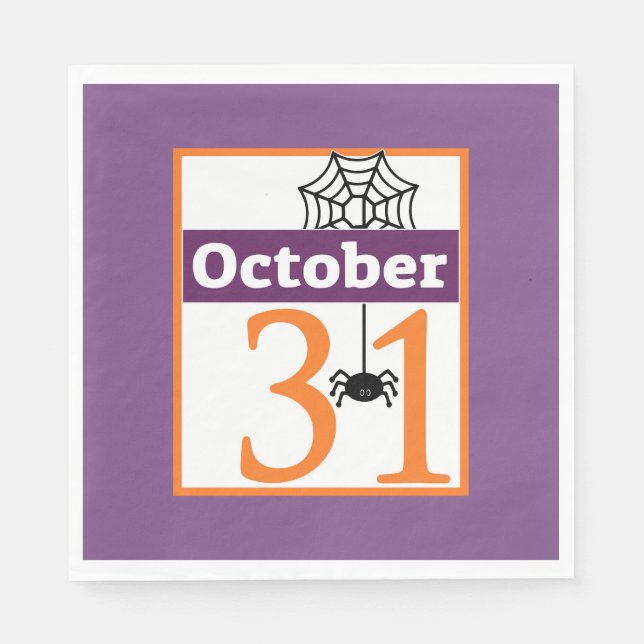 Purple October 31 Halloween Party Napkin (Front)