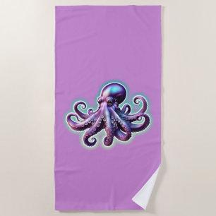 Purple Octopus Beach Towel