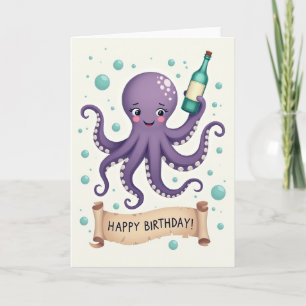 Purple Octopus Birthday Card