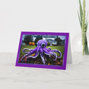 Purple Octopus Halloween Card
